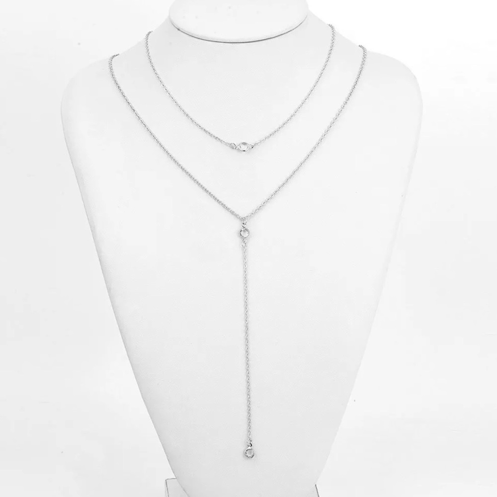 SEXY Boho Layered Silver Toned Necklace - Picture 2 of 4